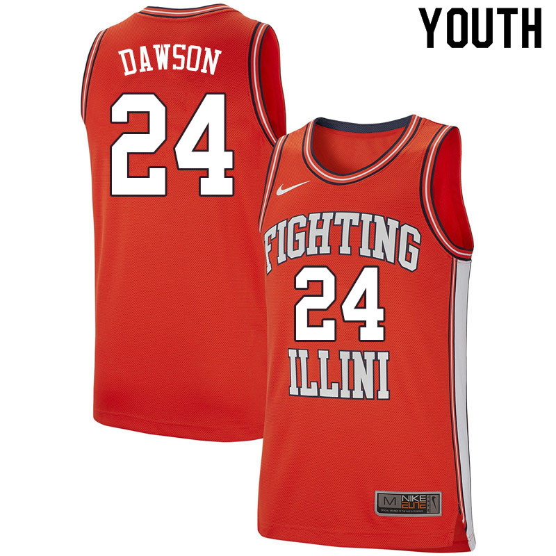Youth #24 Jim Dawson Illinois Fighting Illini College Basketball Jerseys Sale-Retro